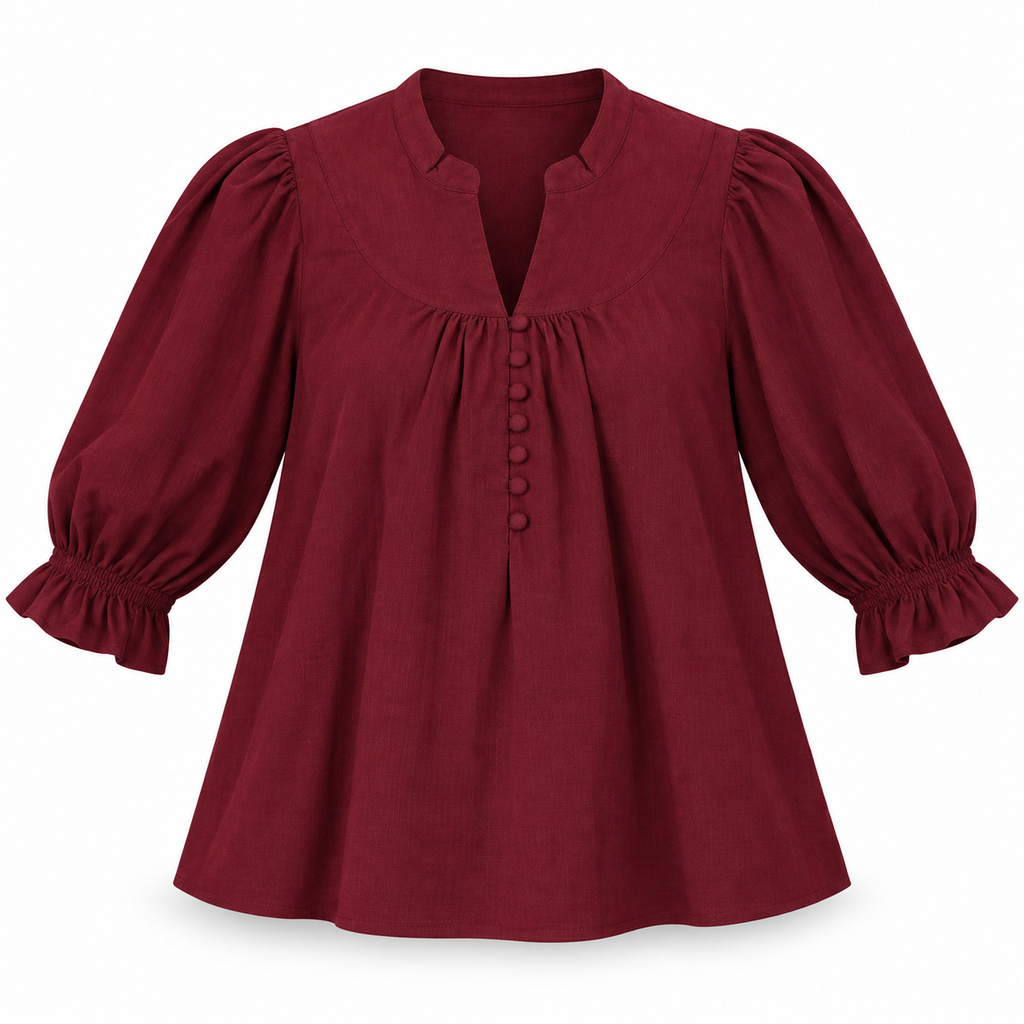 Helix Blouse in Wine Corduroy
