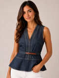 Chloe Belted Denim Top