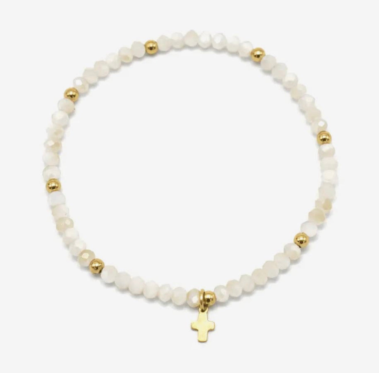 Luxe Cross Bracelet In Winter White