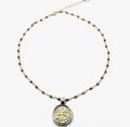 Matt Gold Coin On Pyrite Short Necklace