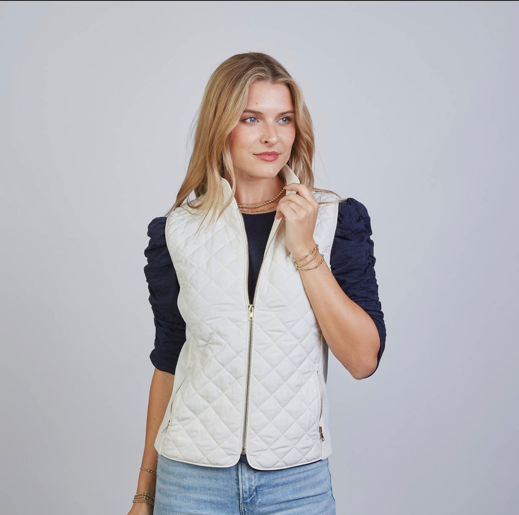 The Essential Perfect Fit Puffer Vest In Ivory