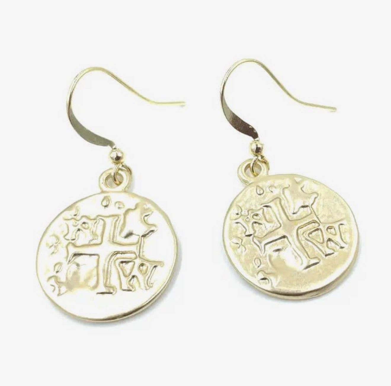 Coin Earrings In Brushed Gold