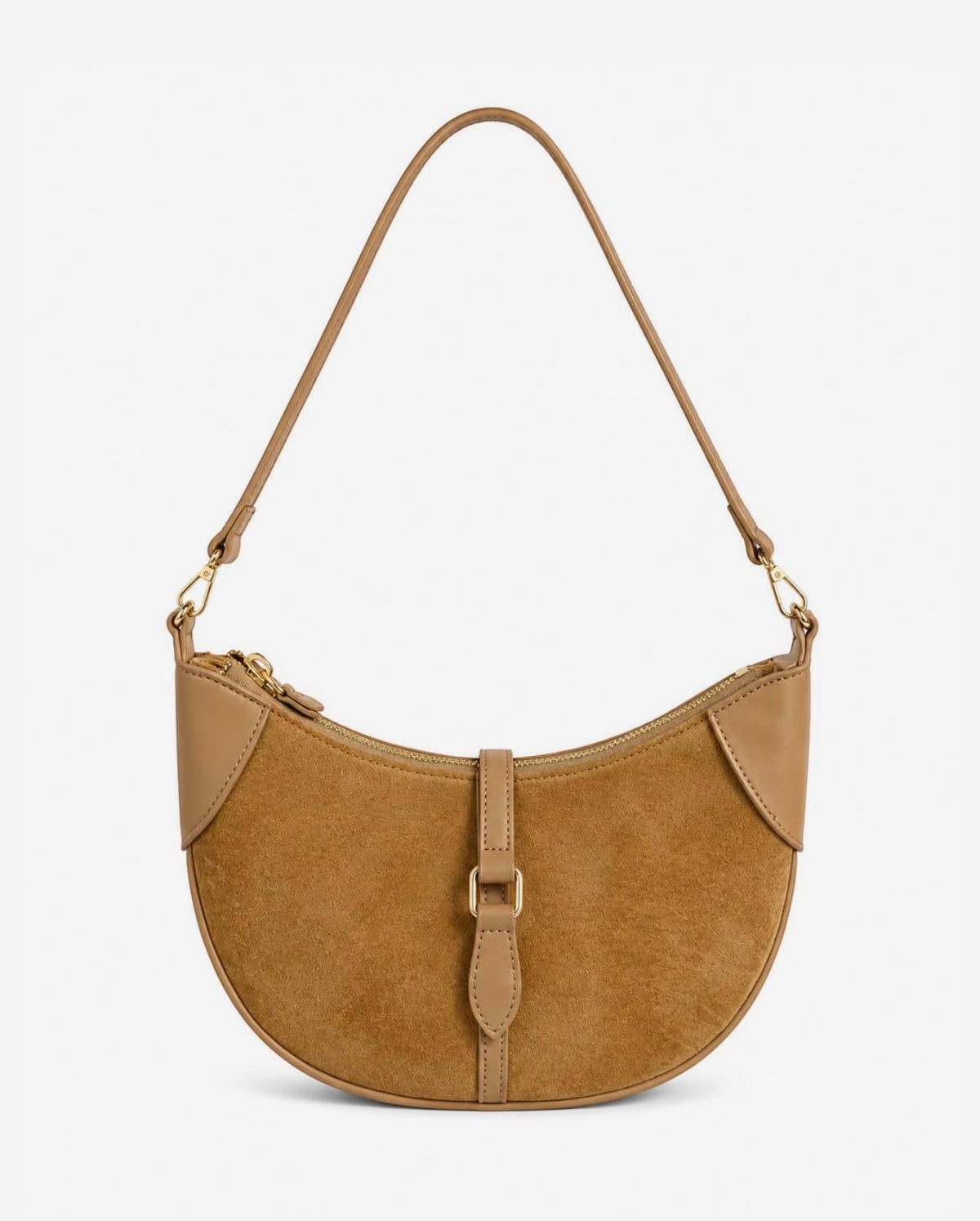 Chelsea Suede Shoulder Bag in Camel
