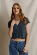 Alanis V Neck Tee - Turbulence