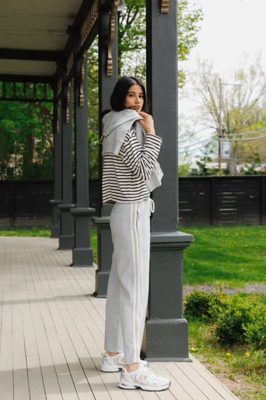 Claud Pureform Cropped Pant with stripes.