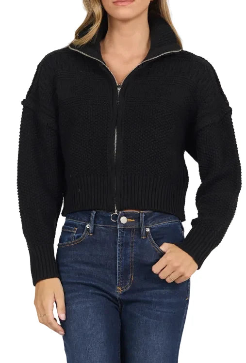 Chalet Black Zip Sweater