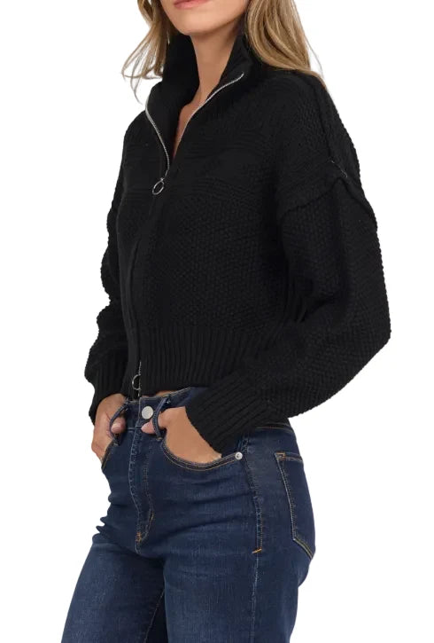 Chalet Black Zip Sweater