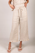 Linen Ruffled Hem Pants