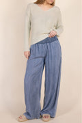 Wide Leg Pants With Shirred Waist