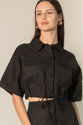Cropped Drawstring Top