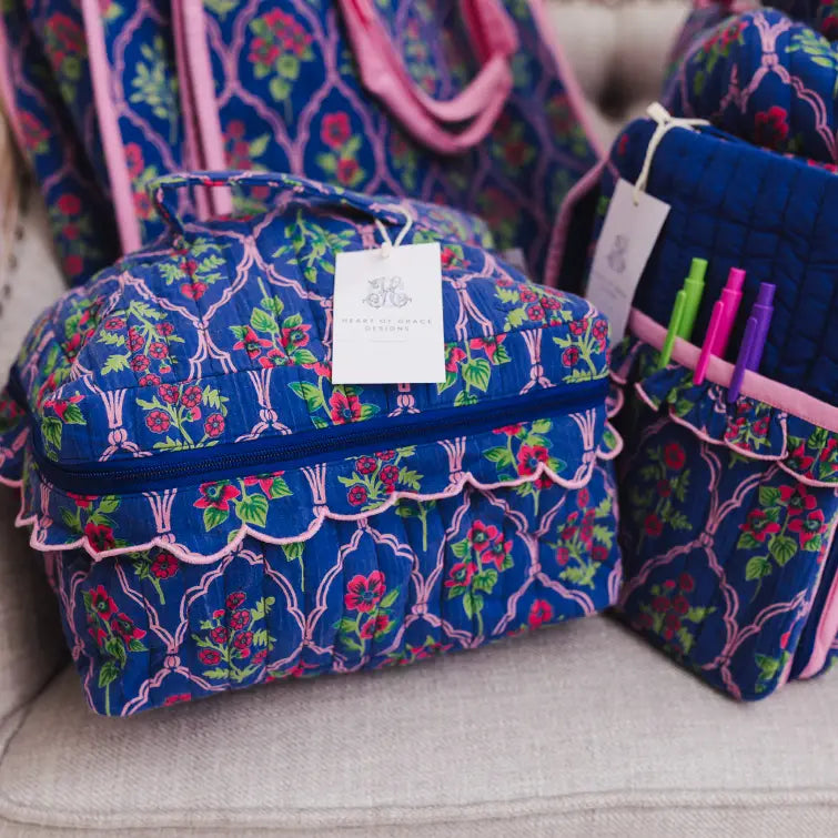 Midnight Luxe Ruffle Cosmetic Bag Set