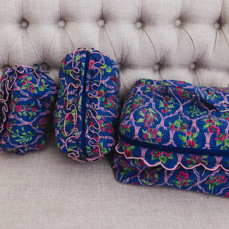 Midnight Luxe Ruffle Cosmetic Bag Set