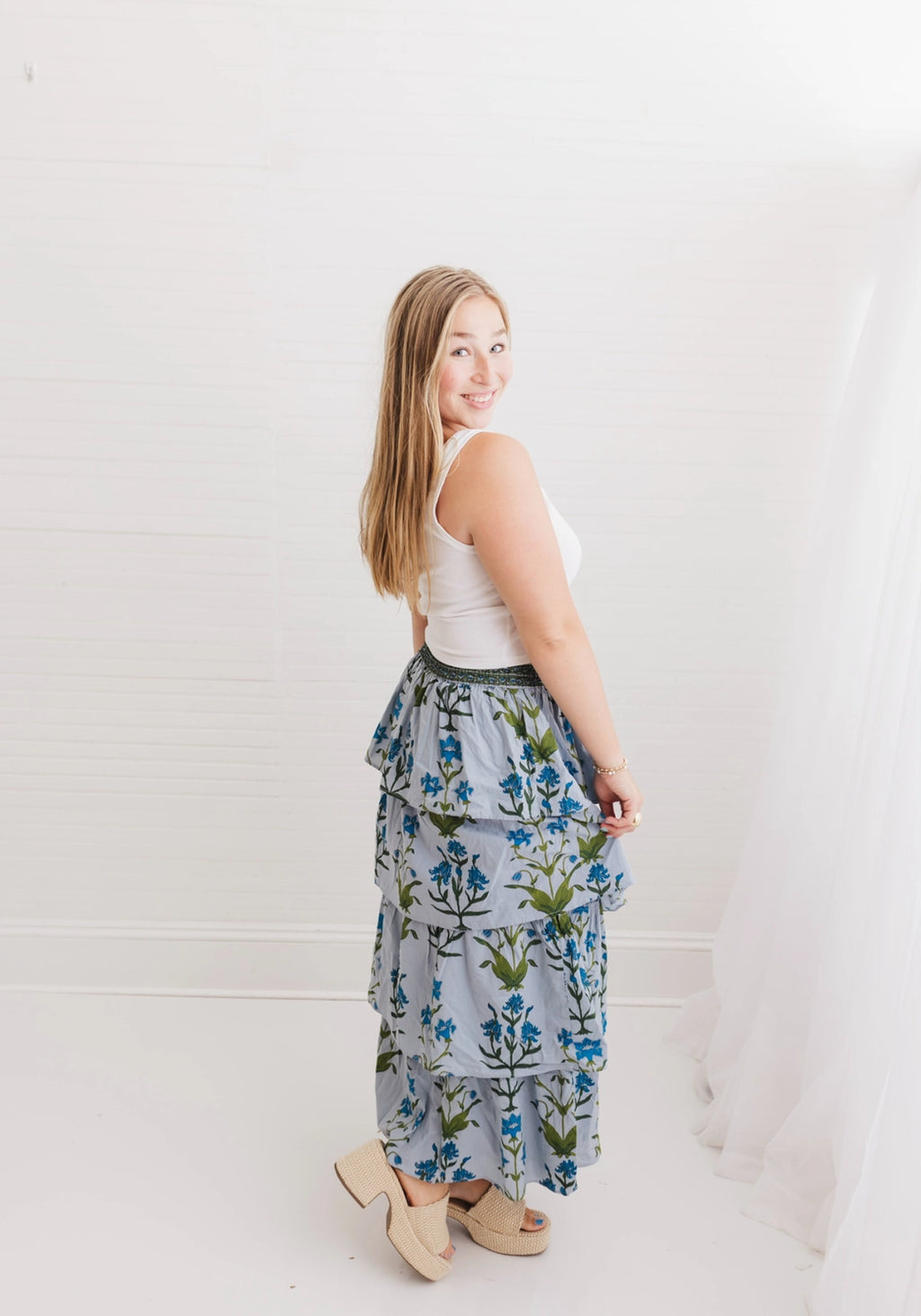 Iris Cascade Maxi Skirt
