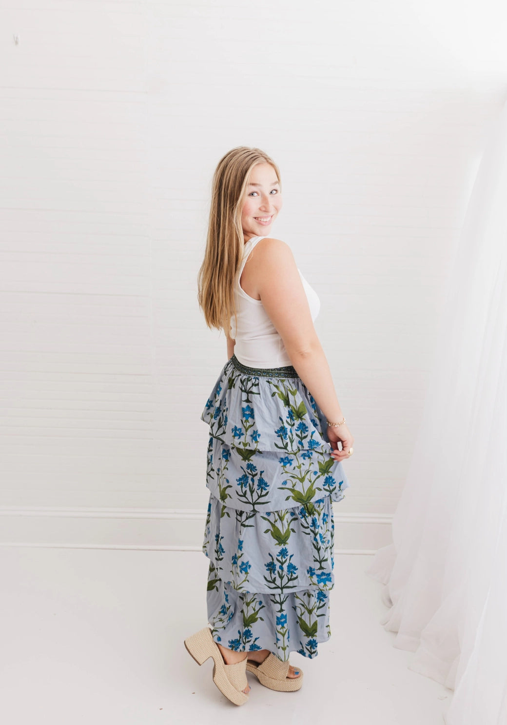 Iris Cascade Maxi Skirt