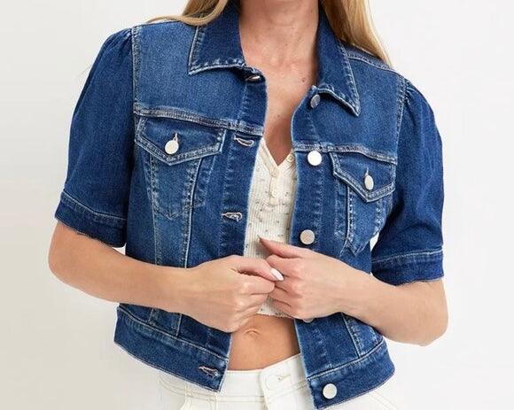 Short, Puff Sleeve Denim Jacket