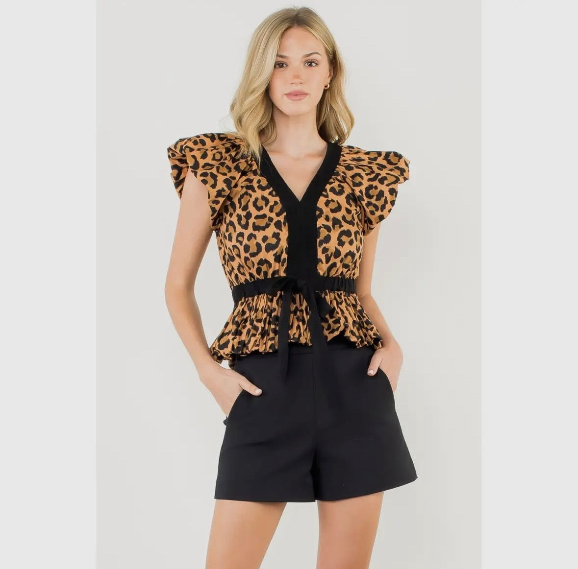Puff Sleeve Cheetah Print Top