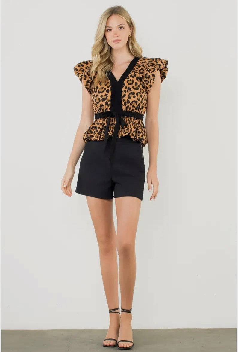 Puff Sleeve Cheetah Print Top