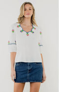 Flower Embroidered Top