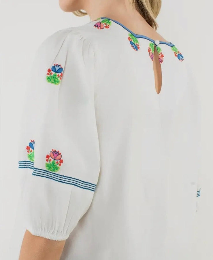 Flower Embroidered Top