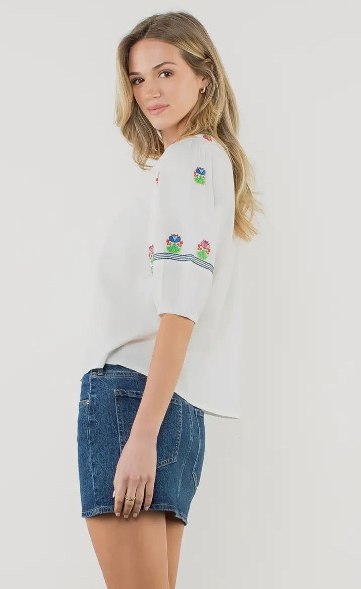 Flower Embroidered Top
