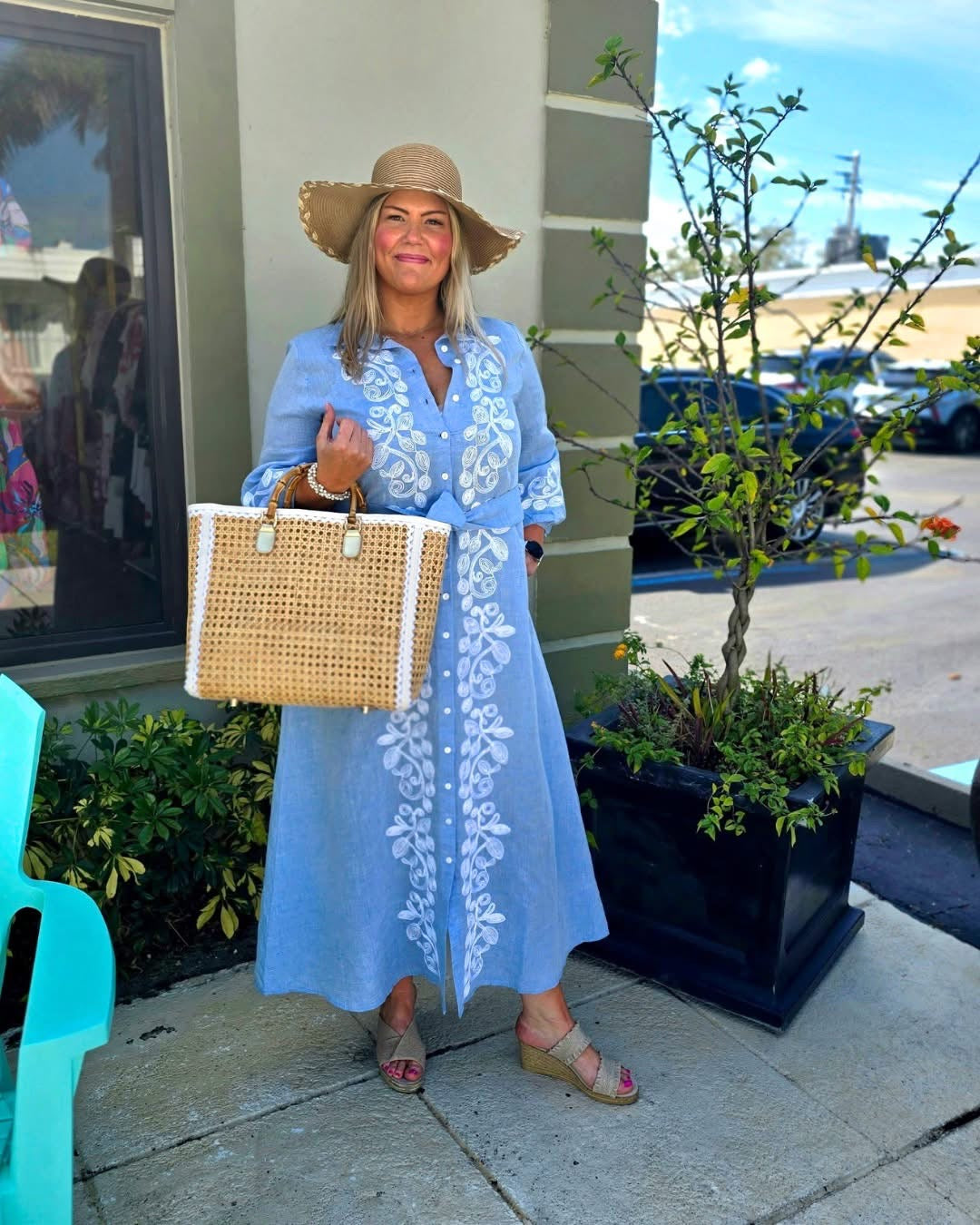 Helen Chambray Dress Blue