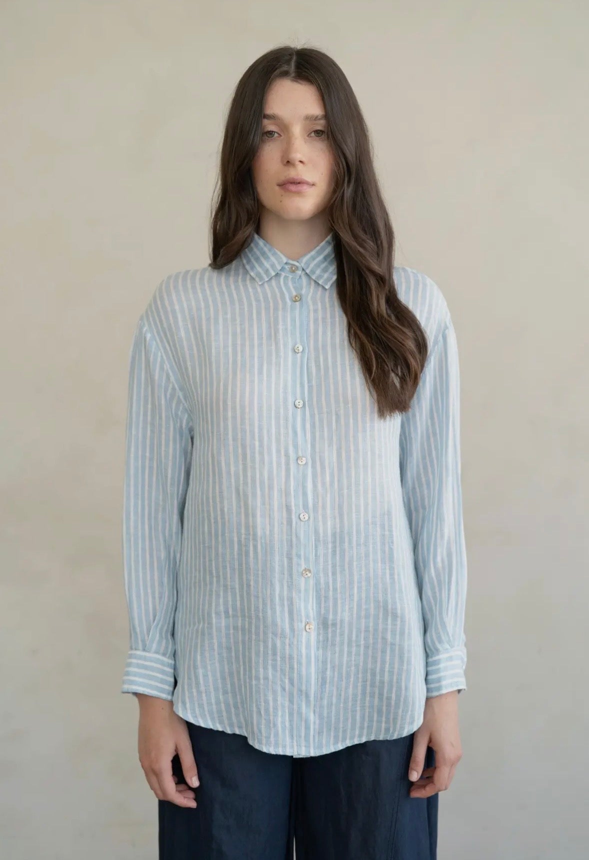 Linen Striped Button Down Shirt