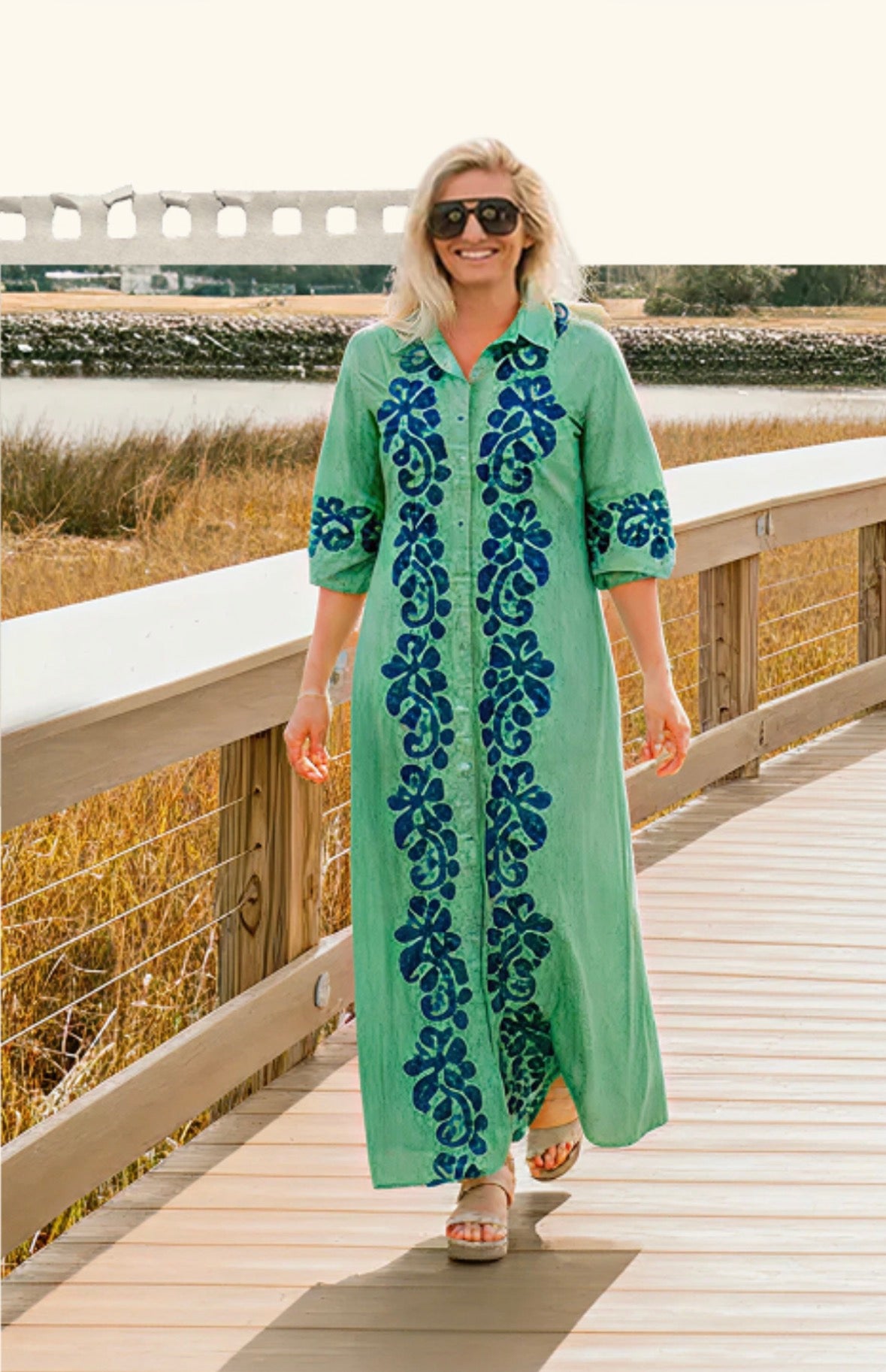 Helen Chambray Dress Green