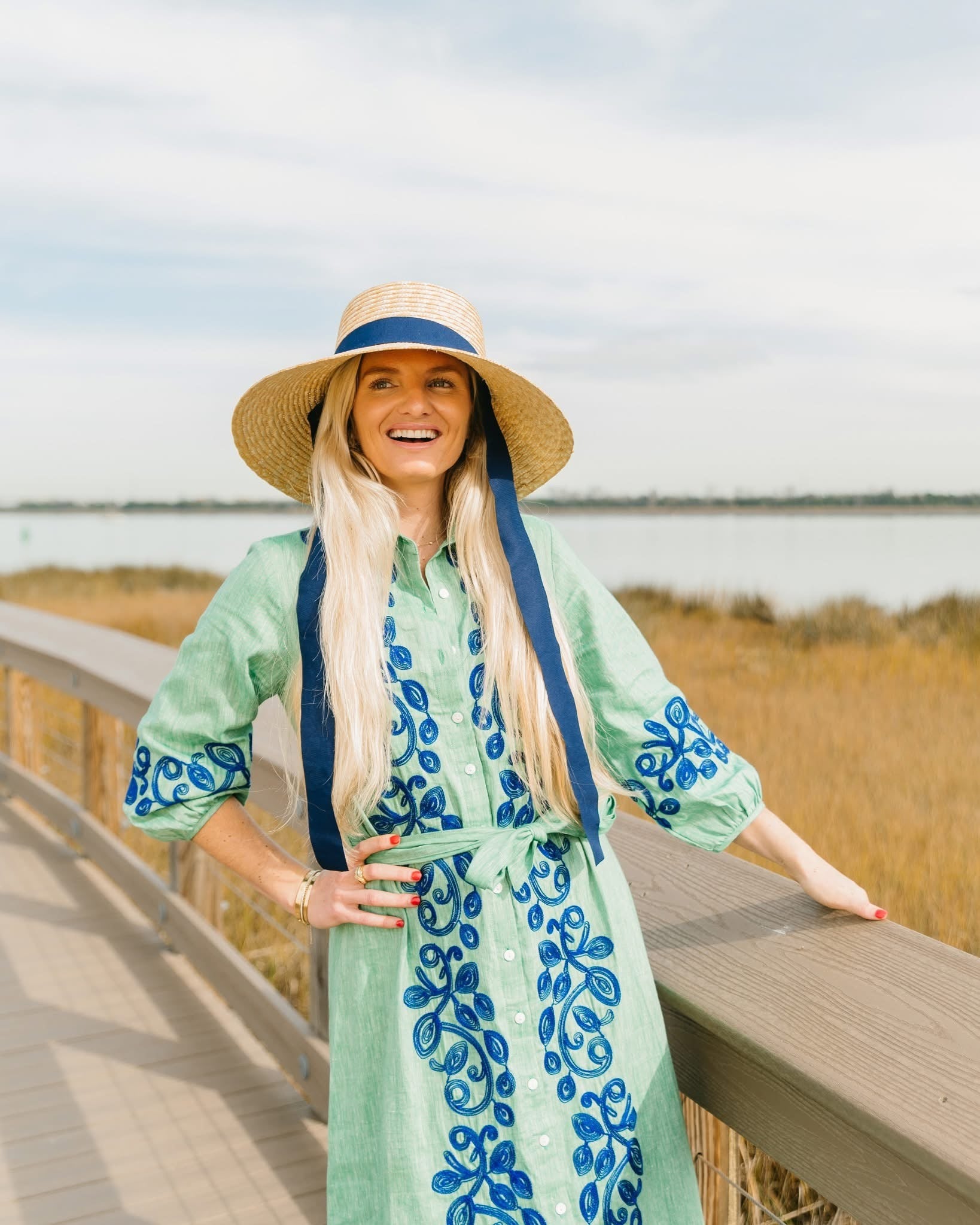 Helen Chambray Dress Green