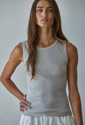 Grey, Cotton Ribbed Tank Top