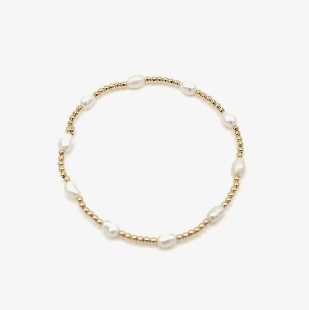 Petite Patterned Rice Pearl Bracelet