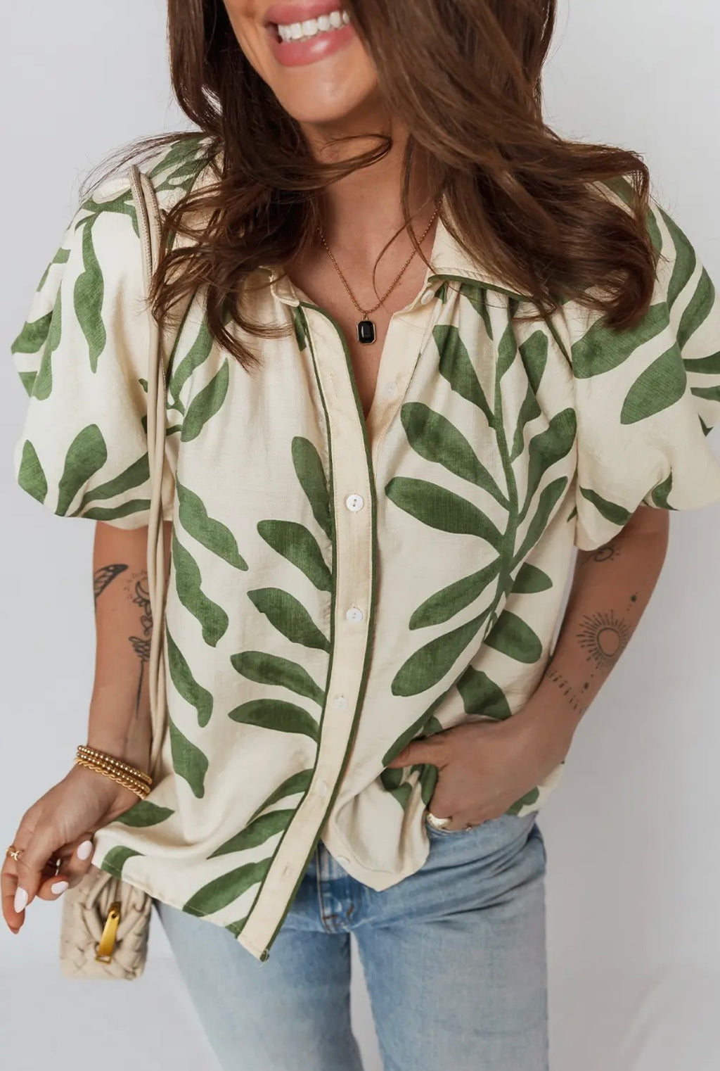 Bold Leaf Print Shirt