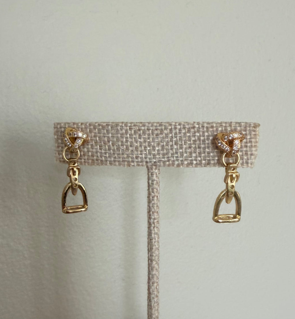 Pave Knot Stirrup Earrings by Philip Allen Heftner Design