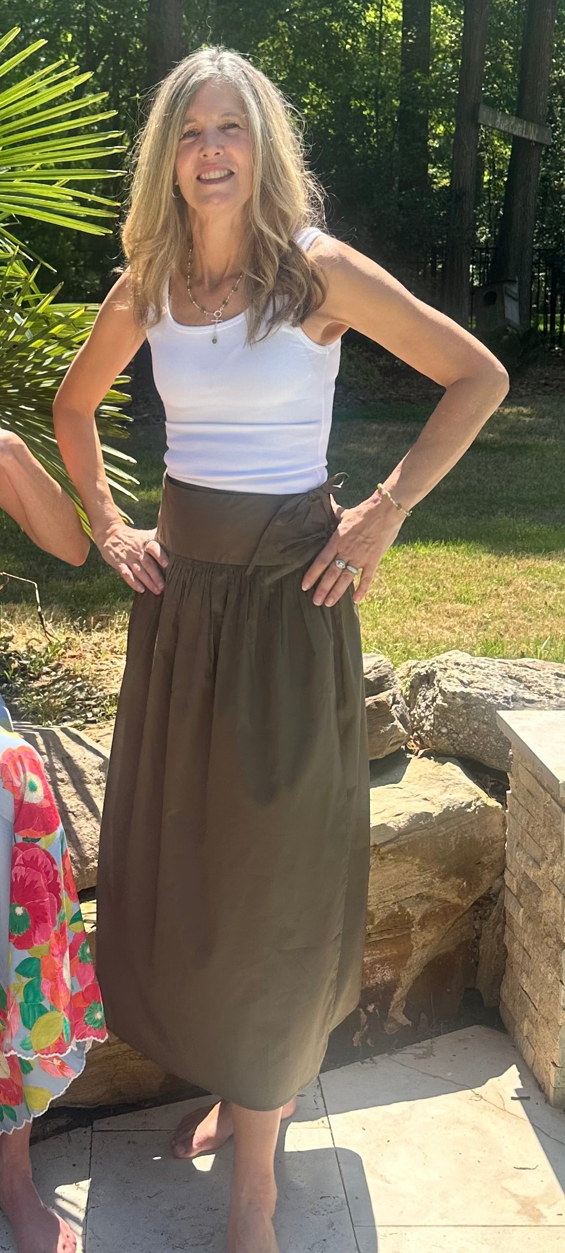 Alcea Wrap & Tie Skirt In Olive
