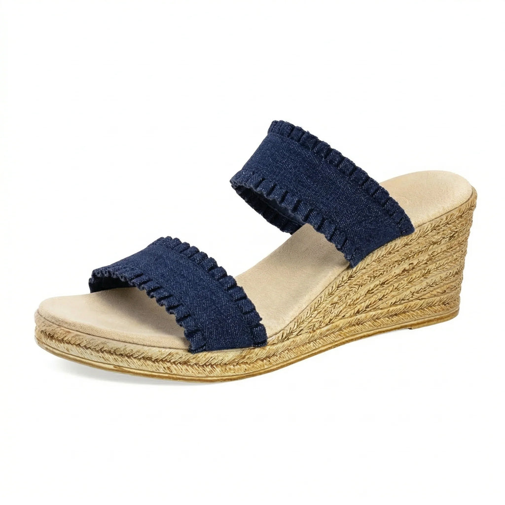 Dorset Backless Wedge Sandal in Denim