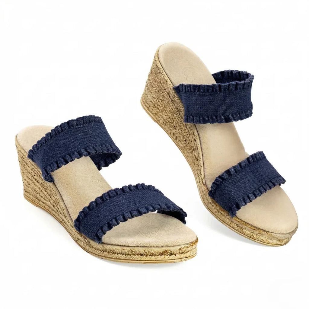 Dorset Backless Wedge Sandal in Denim