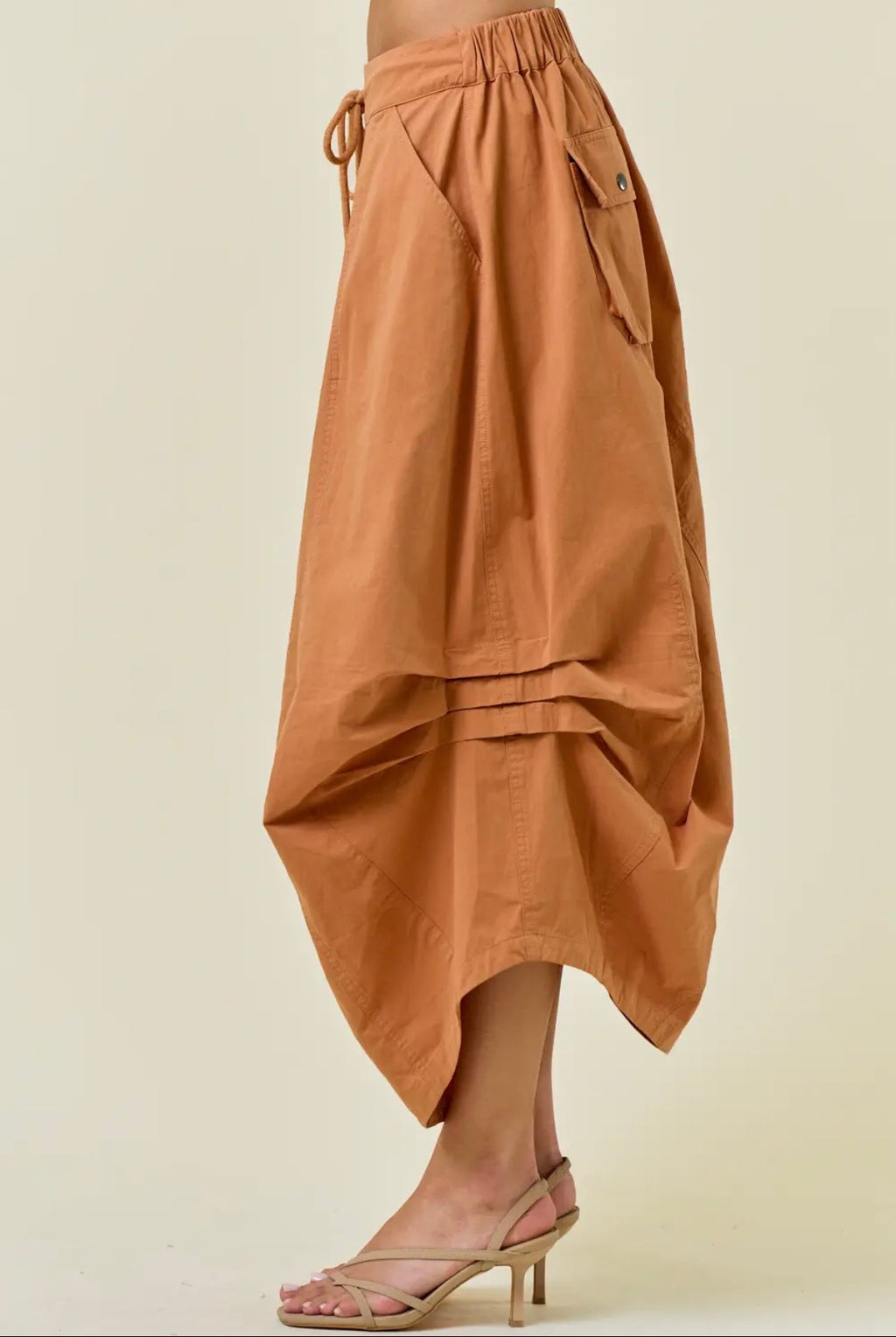 Side Tuck Midi Skirt