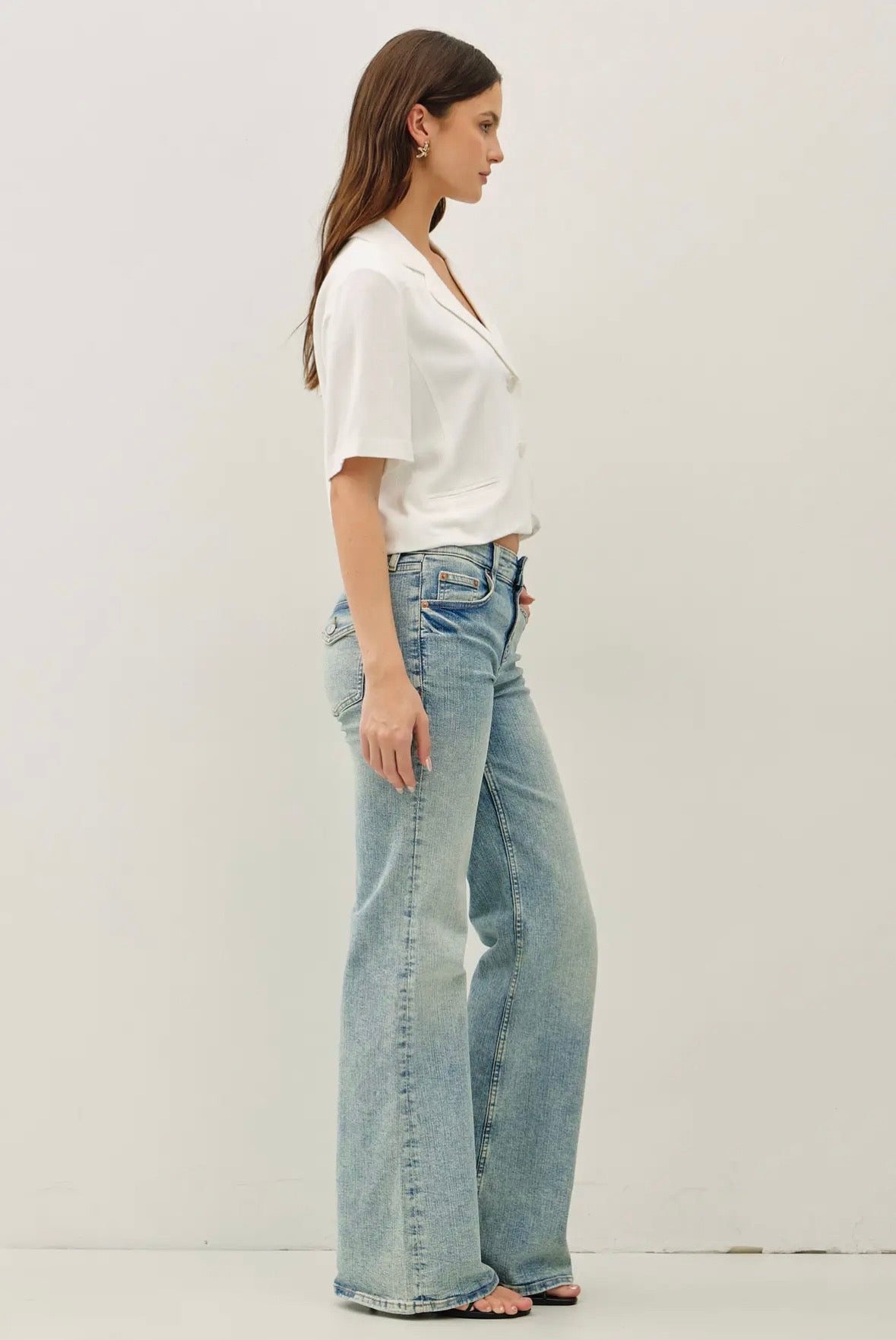 Cropped Linen Short Sleeve Jacket