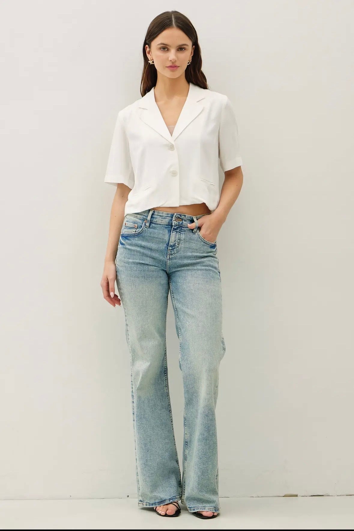 Cropped Linen Short Sleeve Jacket