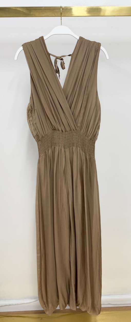 Carla - Silky Jumpsuit in Camel