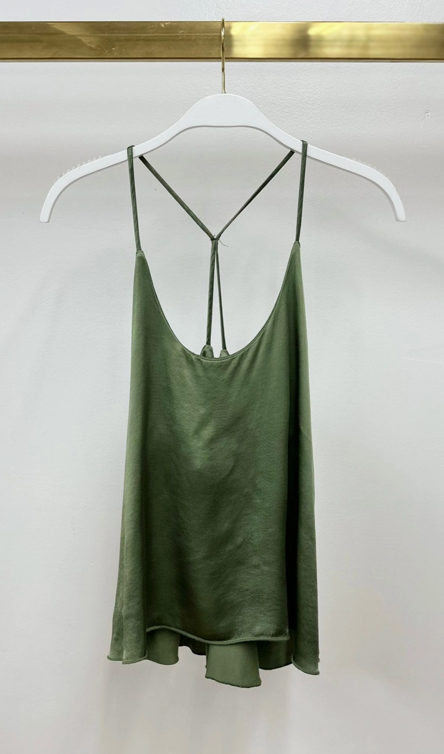 Toni - Viscose Spaghetti Strap Camisole in olive green
