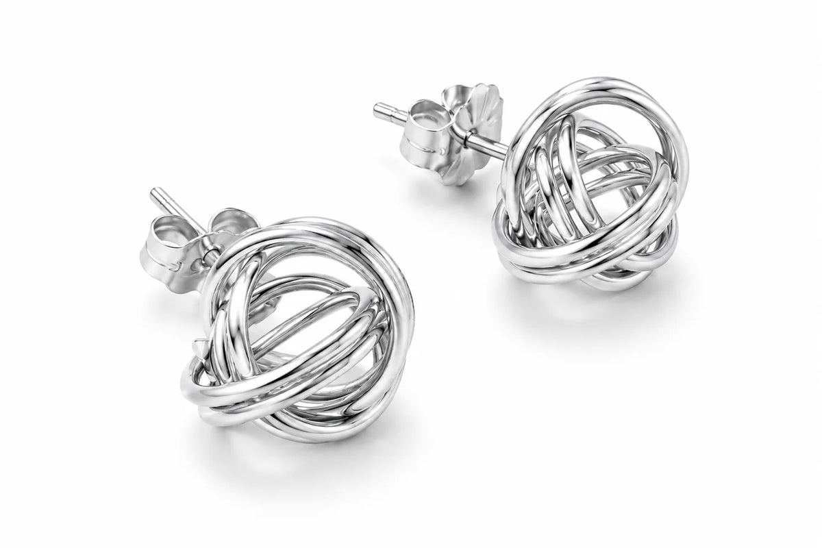 Big Knot Stud Earring in Sterling Silver