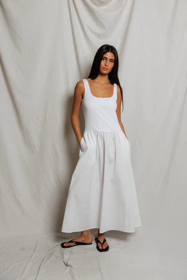 Fabiola Tank Dress in White – Little Green Dress