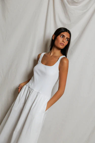 Fabiola Tank Dress in White