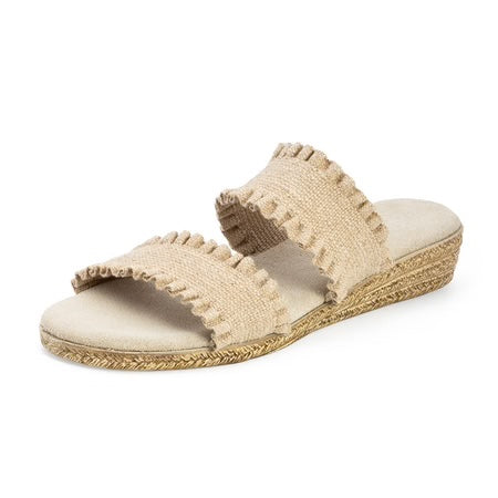 Marsha Flat Sandal in Linen