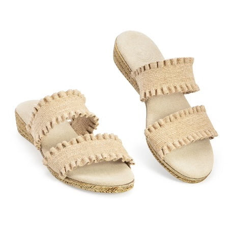 Marsha Flat Sandal in Linen