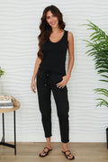 Willa Drawstring Joggers in Black