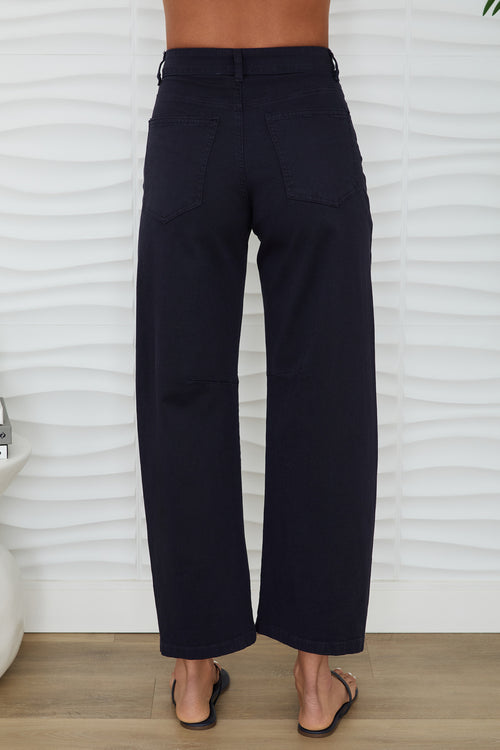Barbara High Waist Barrel Pants in Navy